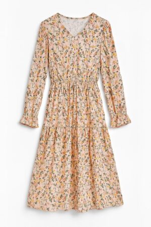 Vestido Floral Rosado de Manga Larga -Importado USA