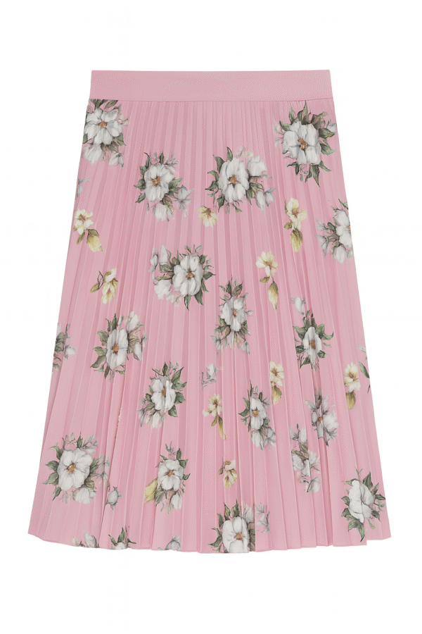 Falda plisada floral rosa