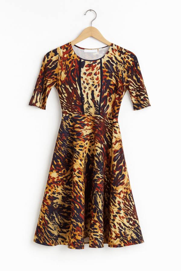 Vestido con estampado animal print en tonos fuego