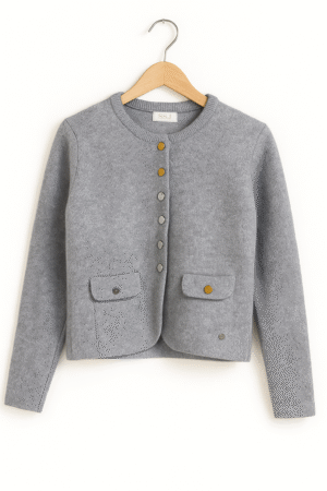 Saco de lana gris con botones dorados