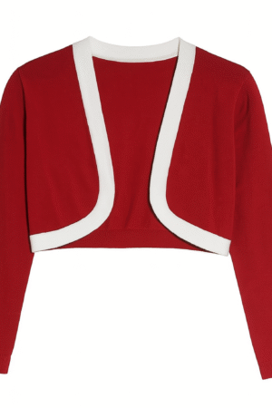 Saco corto rojo con ribete blanco