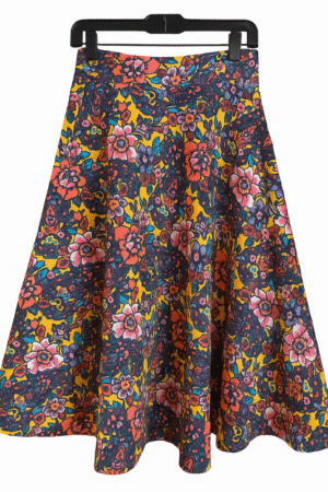 Falda midi estampada floral multicolor