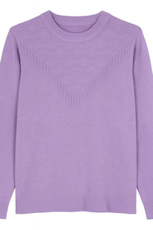 Sweater Lila con Detalle Tejido en el Pecho