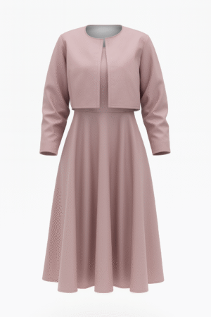 Vestido con Chaqueta engomado en Rosa Malva