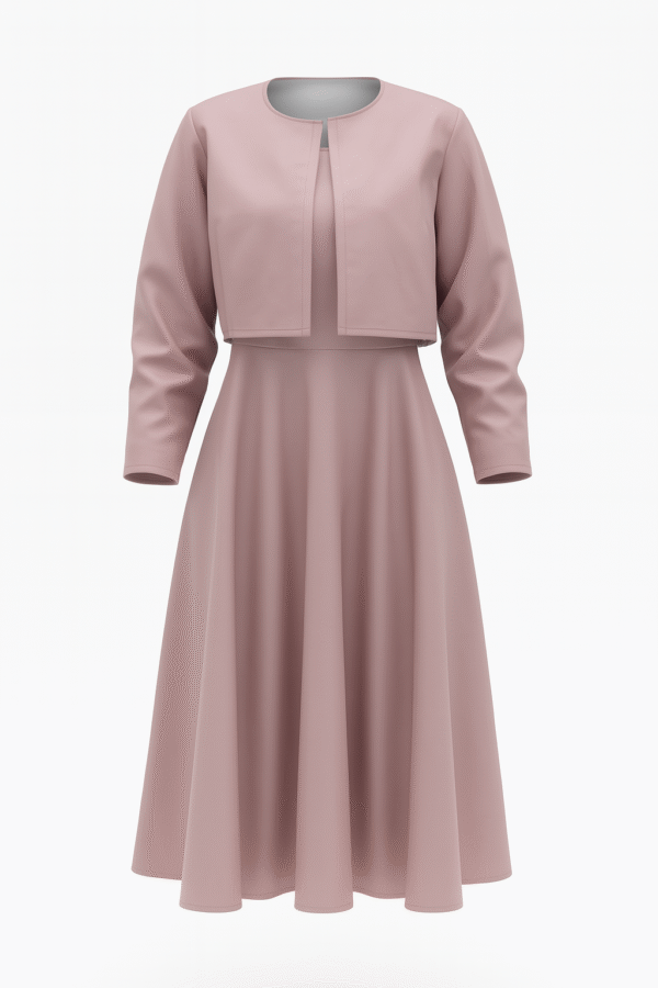 Vestido con Chaqueta engomado en Rosa Malva