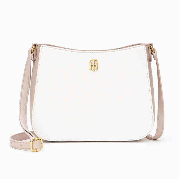 Cartera Tommy Hilfiger Crossbody Blanca con Detalles Rosa