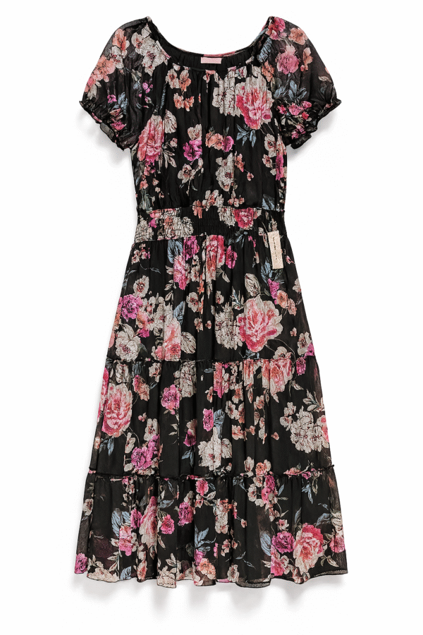 Vestido Floral Negro - Estilo Boho Chic -Importado USA