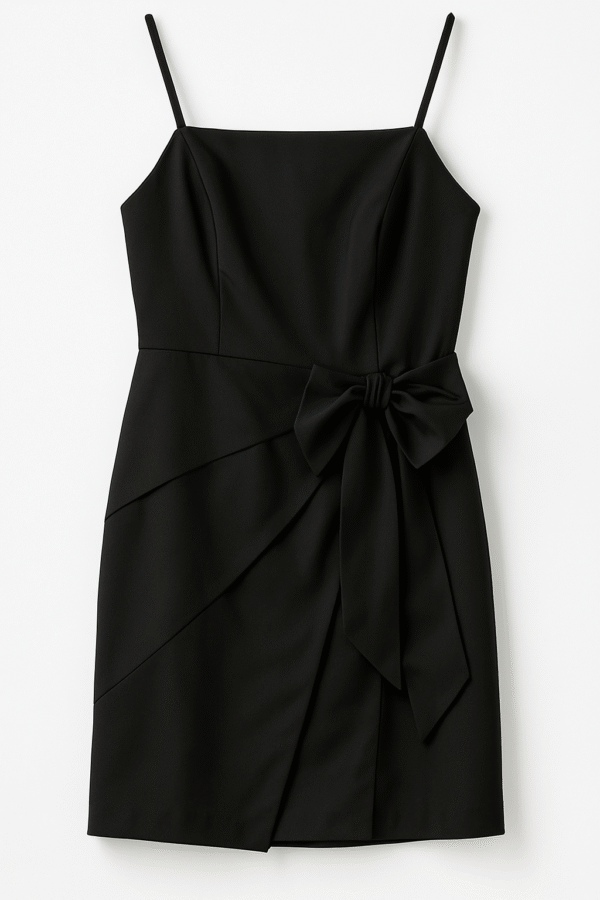 Vestido de Fiesta Negro strapless – Lazo Lateral -Importado USA