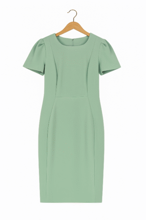 Vestido Recto Verde Menta con Manga Globo Calvin Klein Importado USA