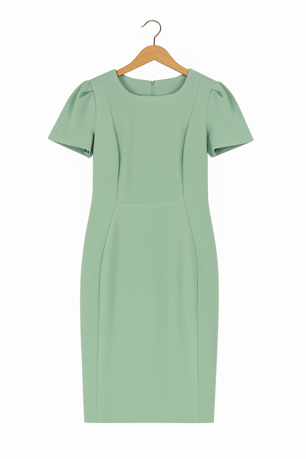 Vestido Recto Verde Menta con Manga Globo Calvin Klein Importado USA