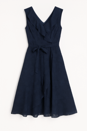 Vestido Jacquard Azul Marino – Elegancia Atemporal