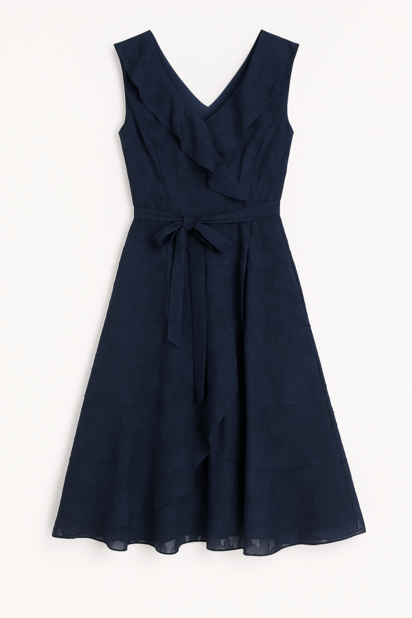 Vestido Jacquard Azul Marino – Elegancia Atemporal