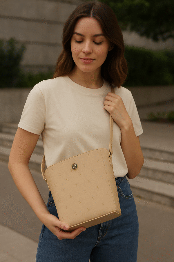 Cartera Tommy Hilfiger Bucket Bag Beige Embossed - Image 2
