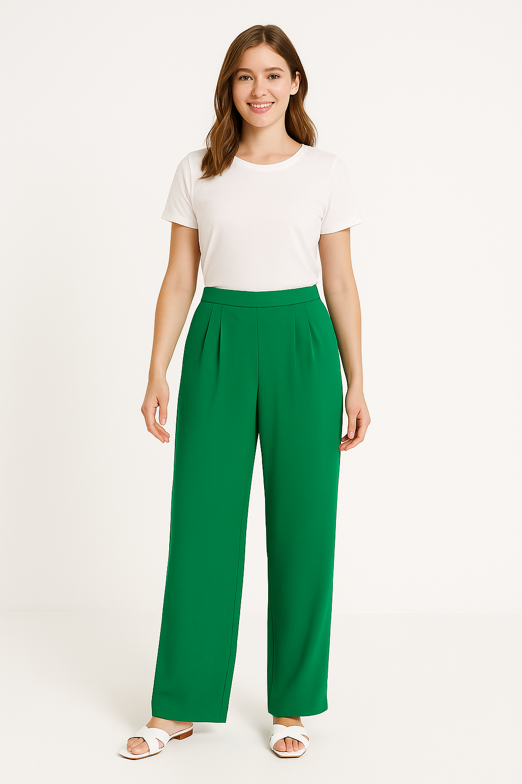 Pantalón Verde Corte Amplio y Elegancia Atemporal - Image 2