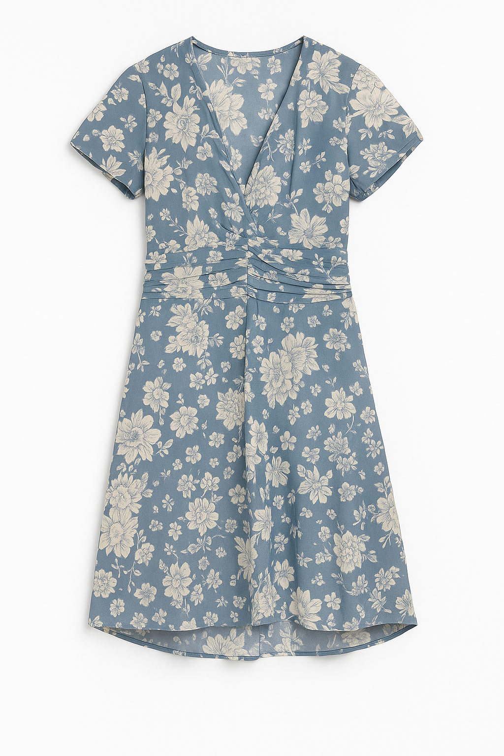 Vestido Floral Azul y Blanco – Corte Evase - Image 3