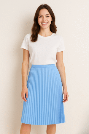 Falda Plisada Azul Cielo – Estilo Atemporal